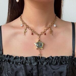 HANDMADE Gold Chain Gothic Celestial “Working Watch” Necklace